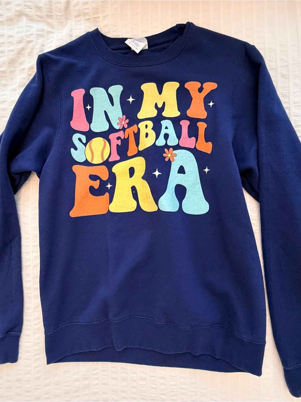Navy "In My Softball Era" Graphic Oversized Crewneck Sweatshirt. Size:S